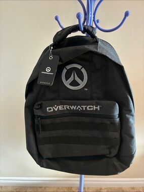 Overwatch Black Logo Backpack - Gaming Travel Bag embroidered logo